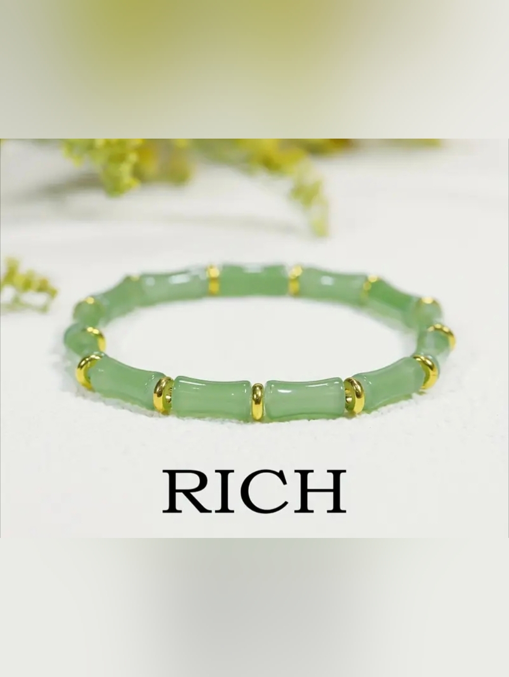 Green Jade-Inspired Gold Accent Bracelet